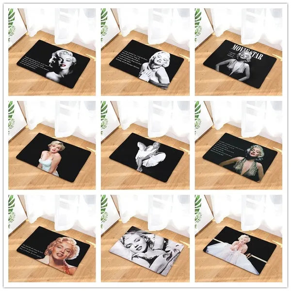 15.7x23.6 Marilyn Monroe Pattern Printed Rugs Bath Mat Bath Rugs Anti-slip Kitchen Mats Bathroom Mat