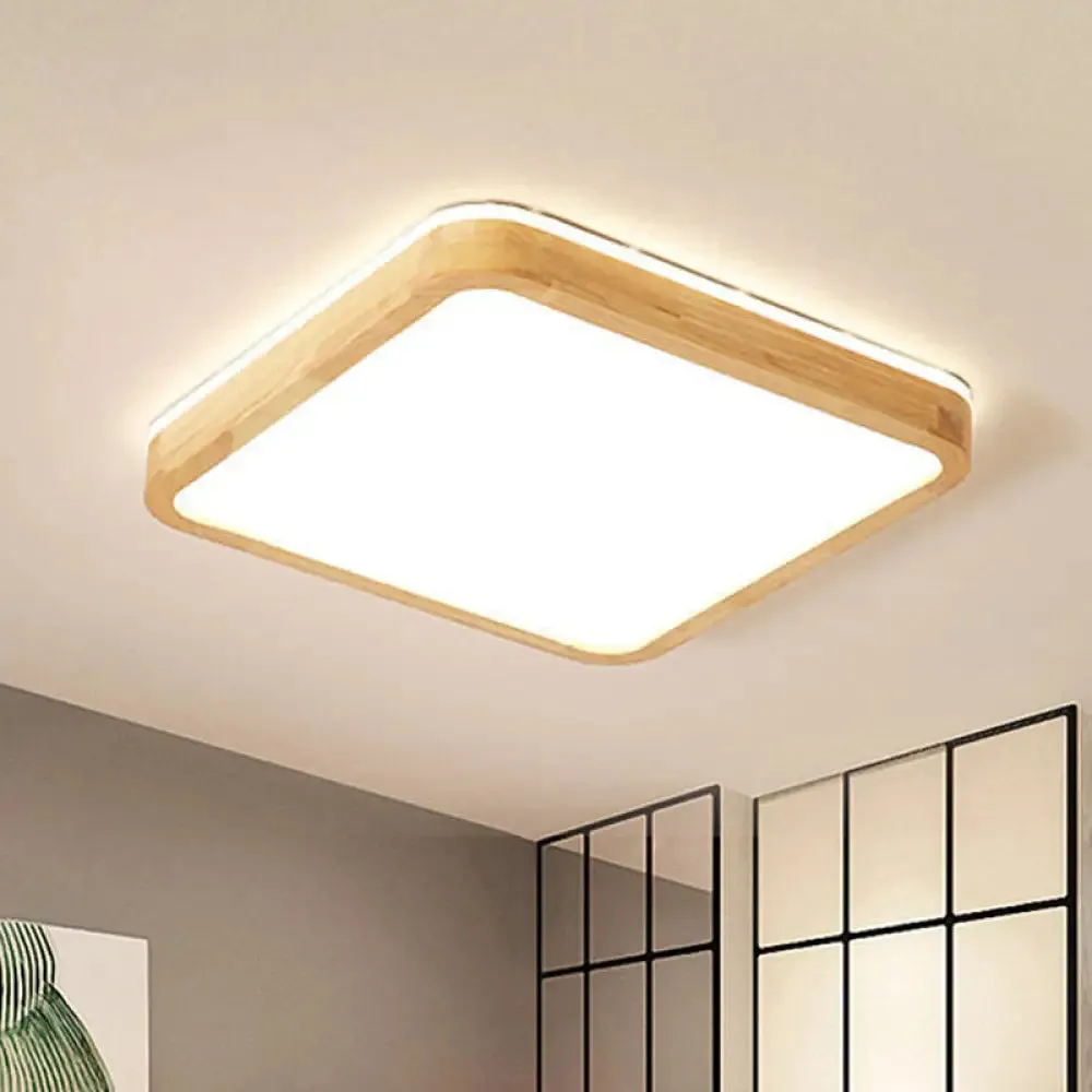 16/19.5 Inch Nordic Beige LED Flush Mount Ceiling Light with Acrylic Diffuser