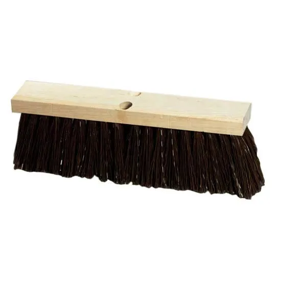 18" Street Broom with Extra-Stiff Polypropylene Bristle and Wood Block - 12 Pack