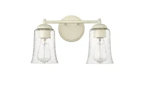 2 Lamps Abilene Vanity Light - Cottage White - Clear Chiseled Glass - 15in. Wide