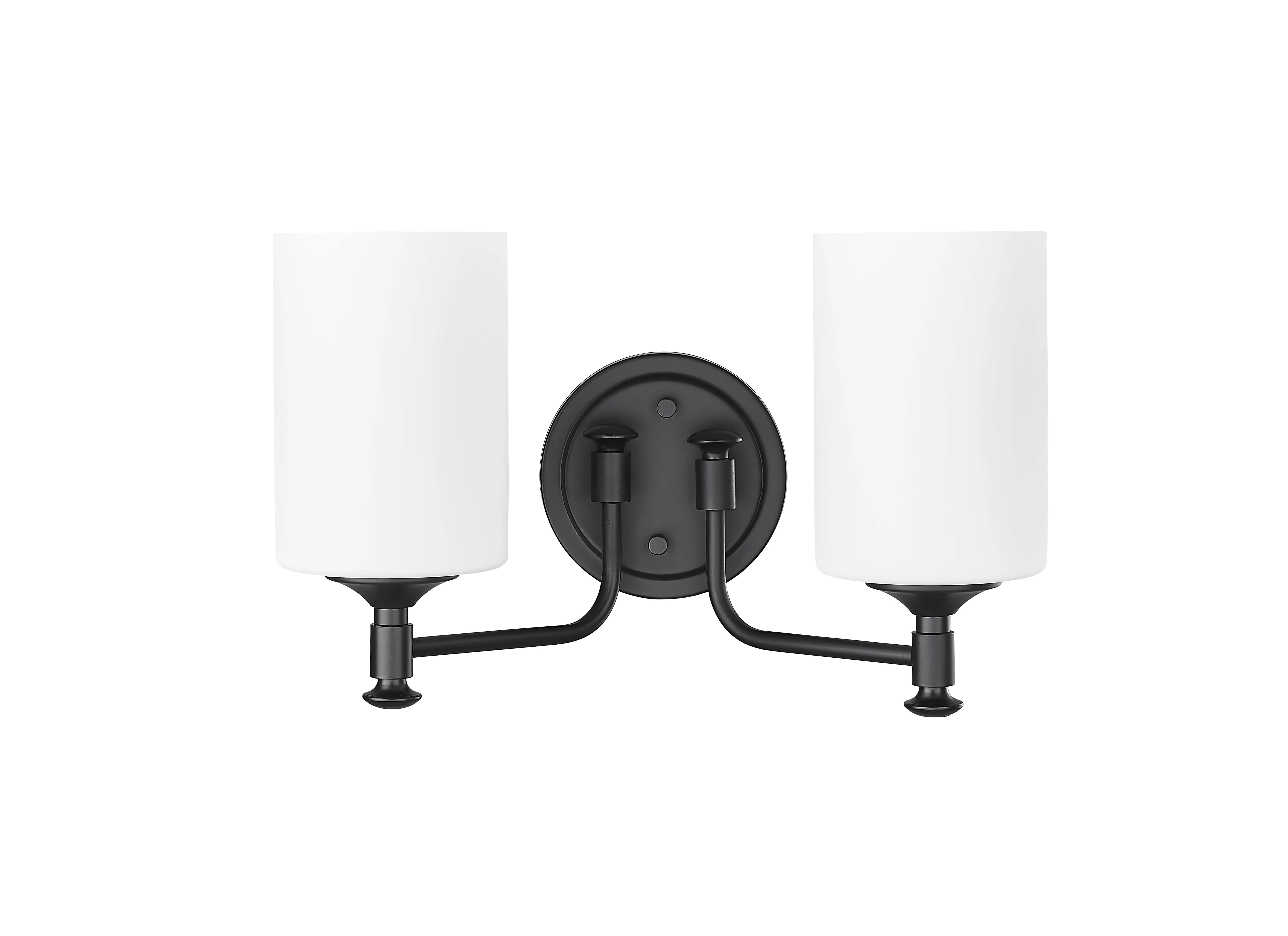 2 Lamps Ailey Vanity Light - Matte Black - Etched Opal White Glass - 14.625in. Wide