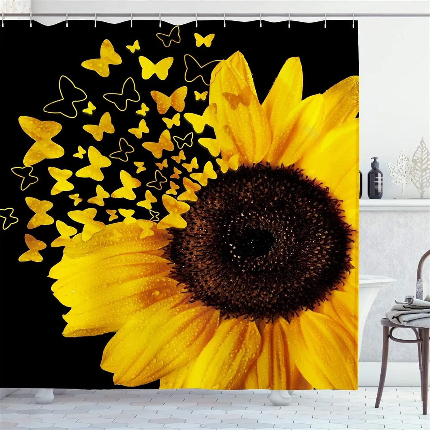 4 Piece Butterfly Sunflower Bathroom Sets Decor Accessories Bathroom