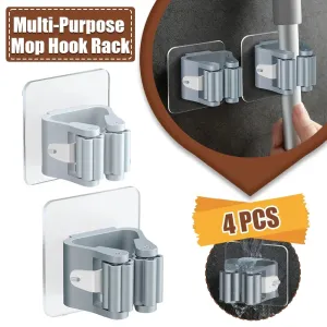 4PCS Wall Mounted Mop Organizer Holder