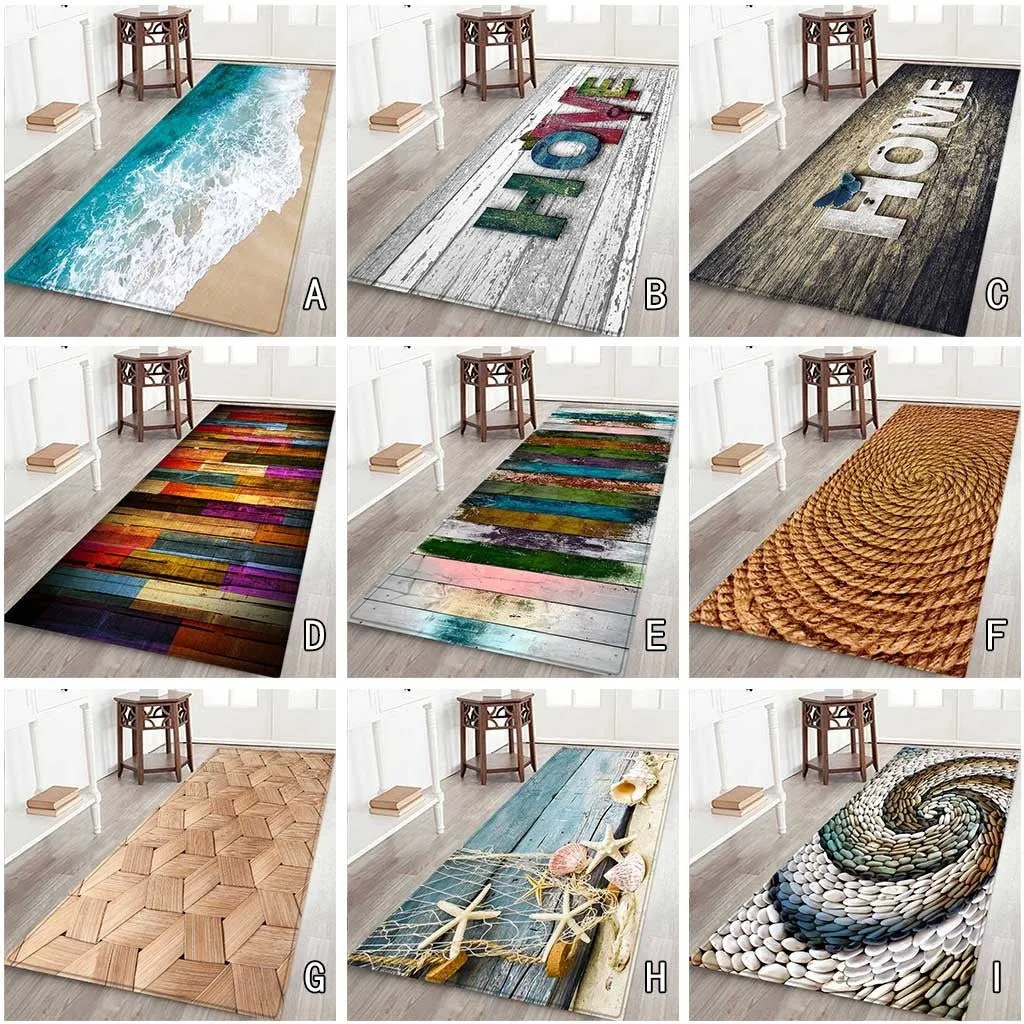 60X180 CM Carpet Hallway Doormat Anti - Slip Carpet Absorb Water Kitchen Mat,Tapis antidérapant de cuisine d'absorption de tapis de tapis de couloir de tapis de 60X180 cm