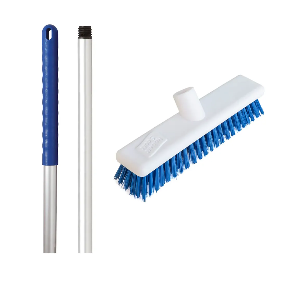 Abbey Hygiene Broom Set Screw Handle Alloy 125cm and 12" Screw Head Stiff- Various Colours - Robert Scott