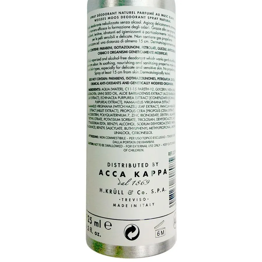 Acca Kappa White Moss Natural Deodorant Spray for Sensitive Skin