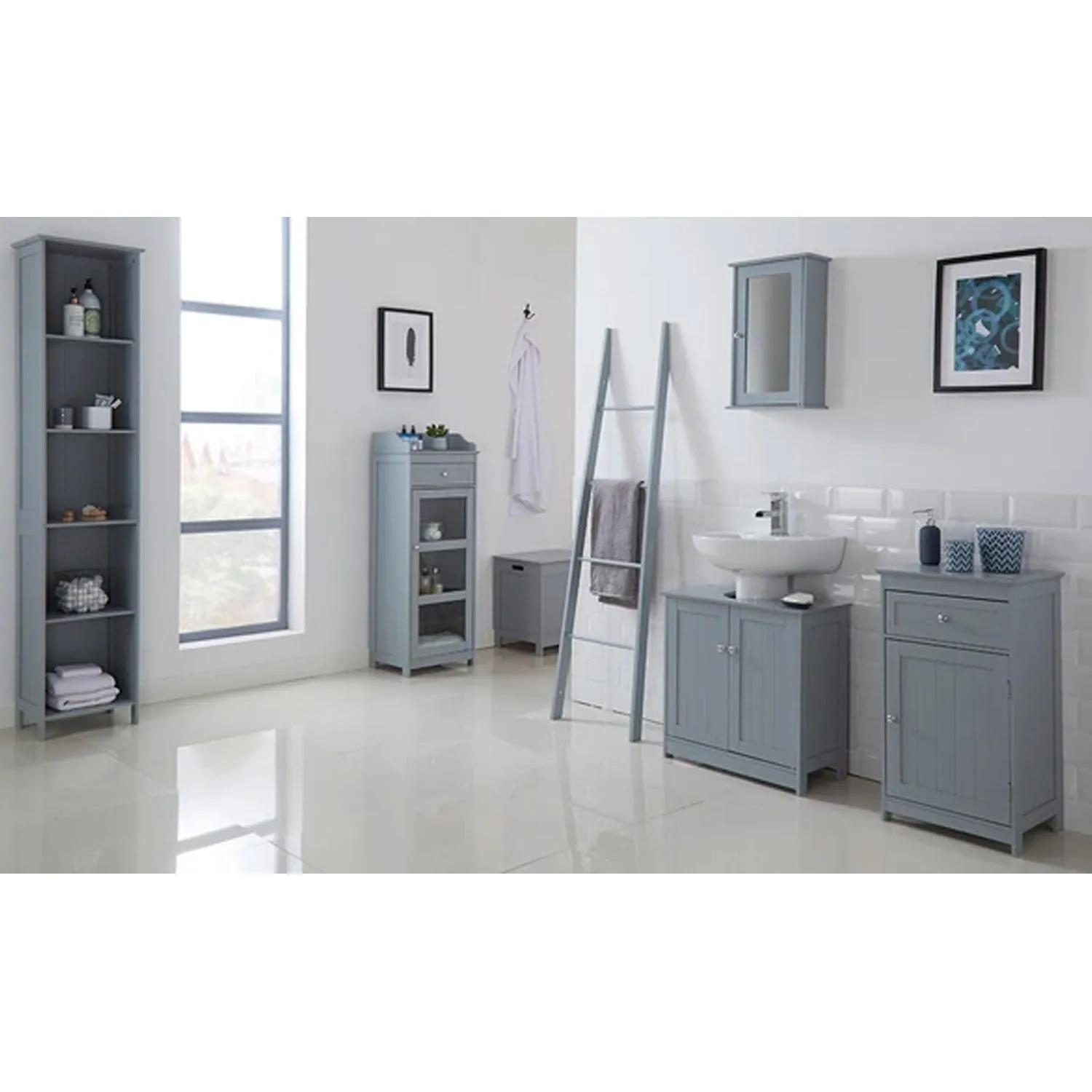 Alaska Grey Wooden 2 Doors Vanity Unit