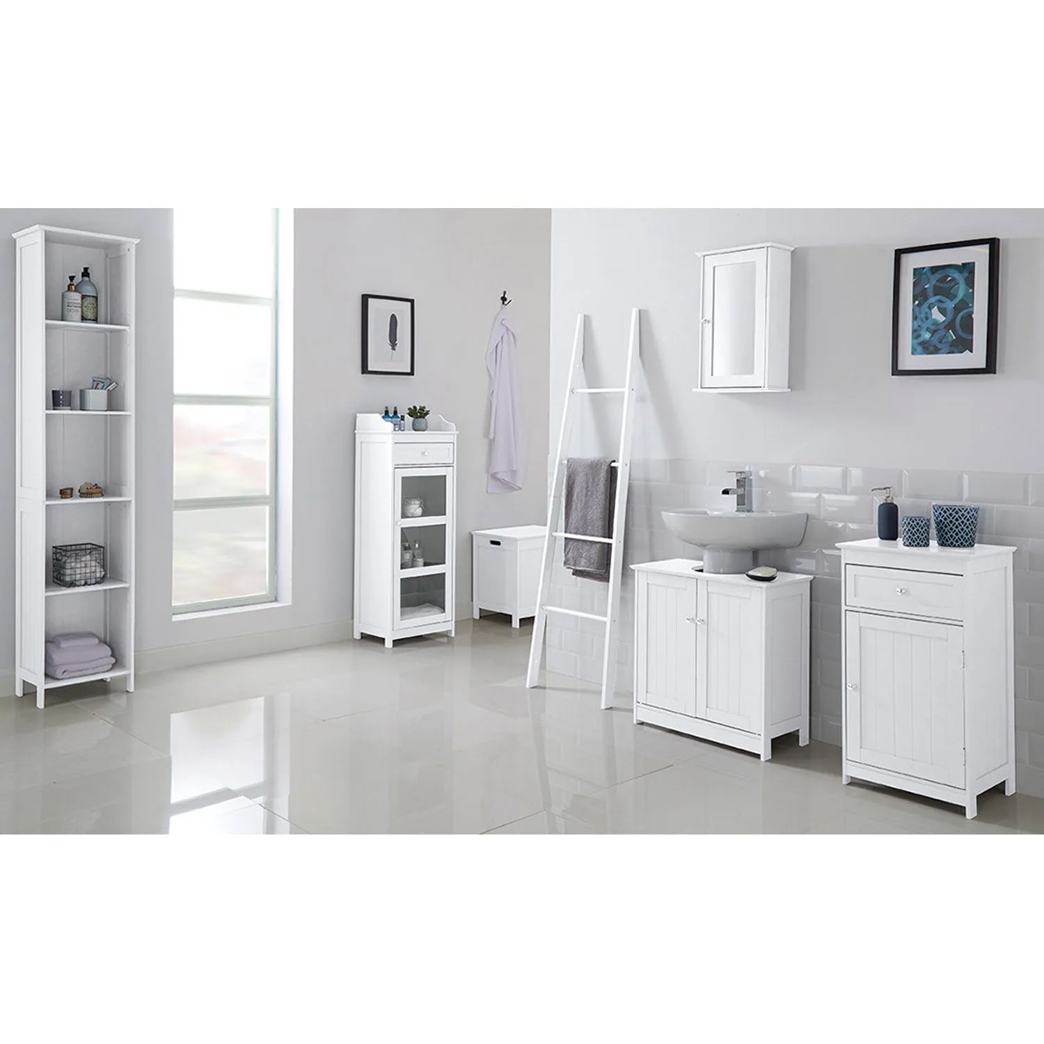 Alaska White Wooden 2 Doors Vanity Unit