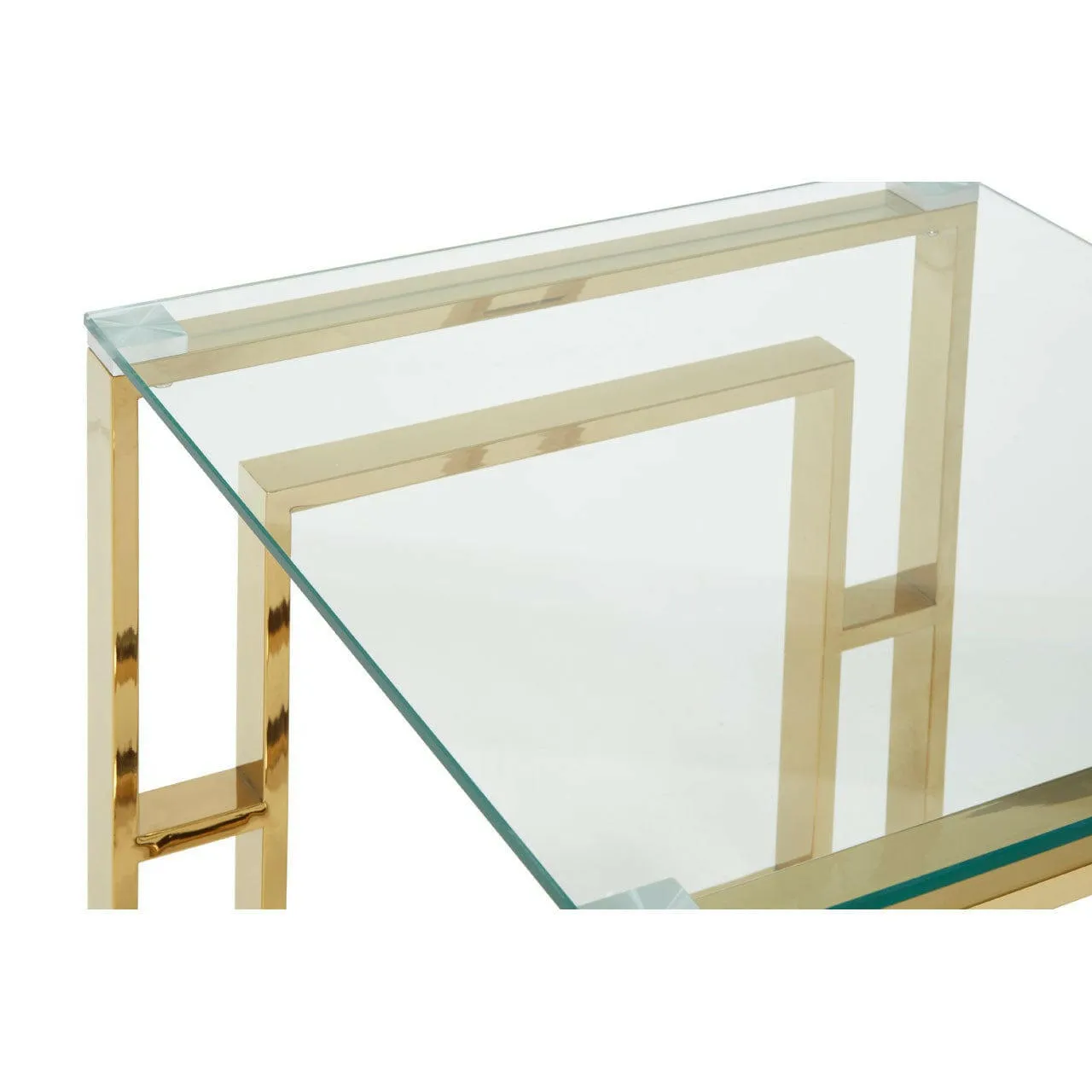 Allure Gold Finish Square Legs End Table