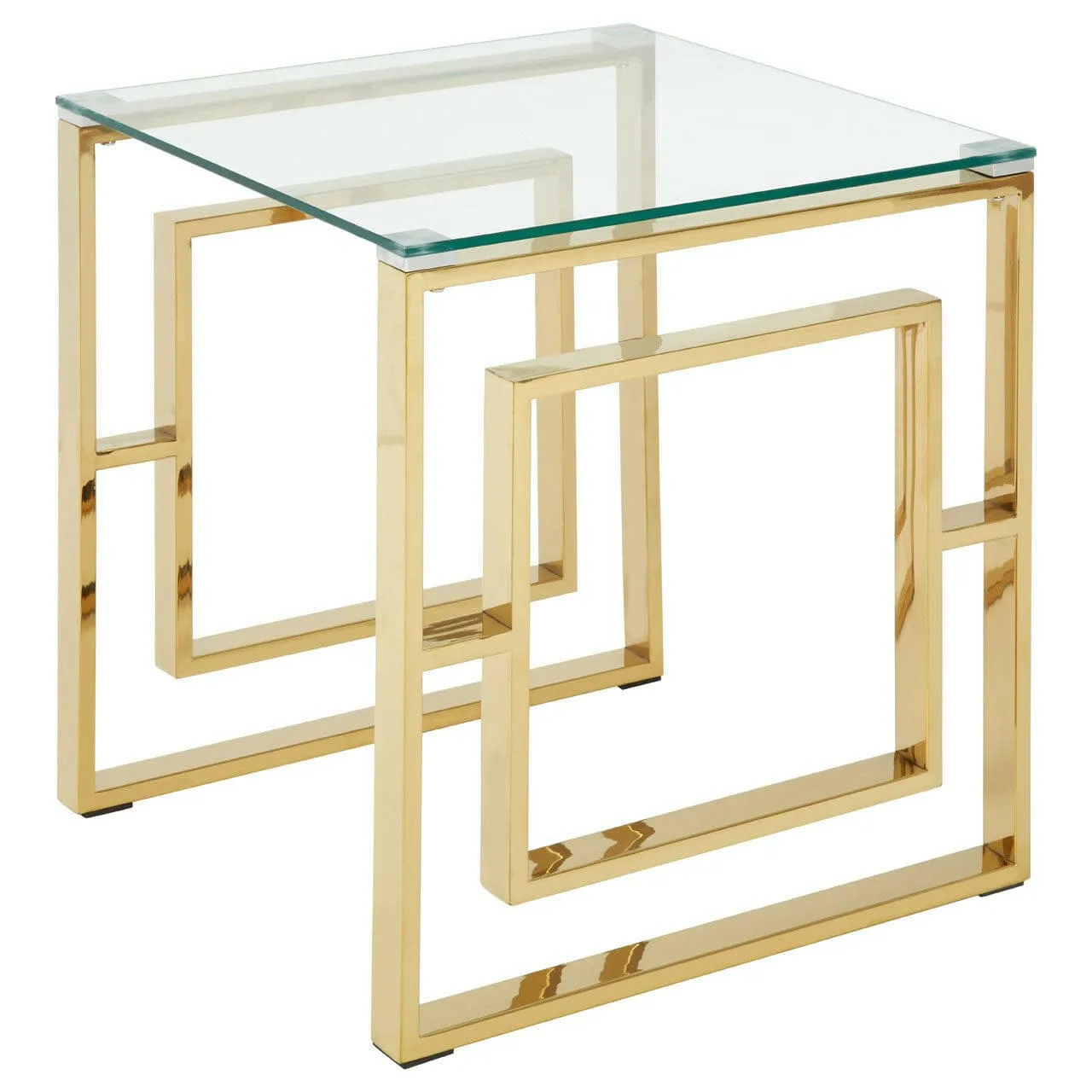 Allure Gold Finish Square Legs End Table