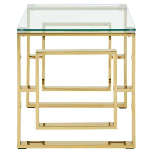 Allure Gold Finish Square Legs End Table