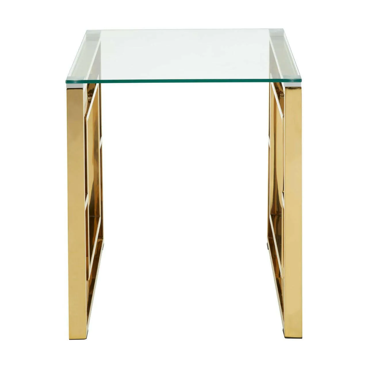 Allure Gold Finish Square Legs End Table