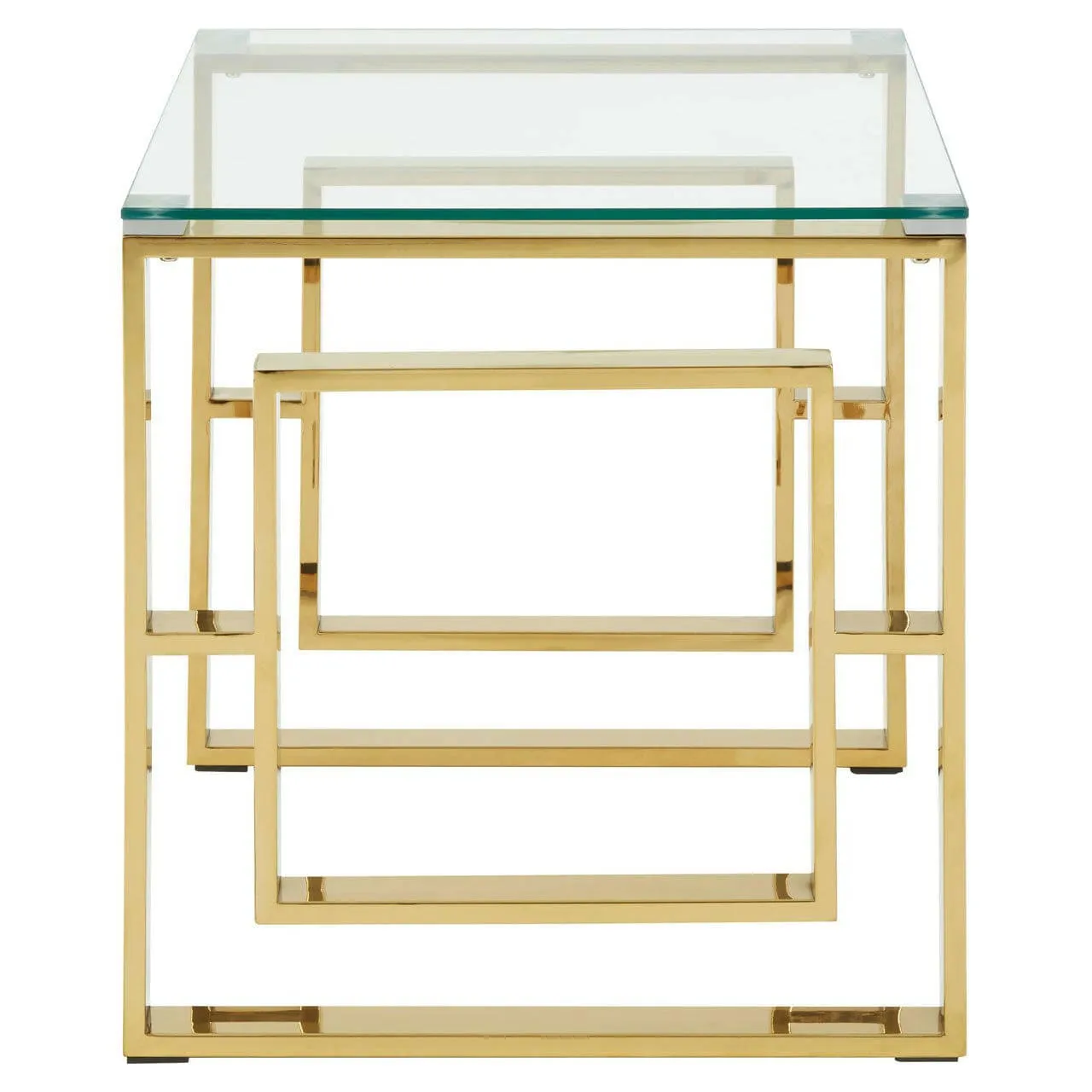 Allure Gold Finish Square Legs End Table