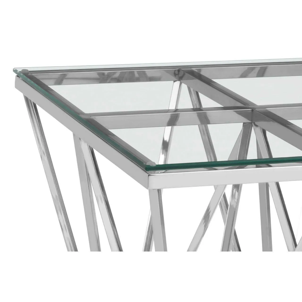 Allure Silver Finish Spike Legs End Table