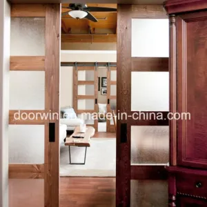 American Oak Wood Frame Shower Barn Door Sliding Frosted Glass Door From China - China Sliding Barn Door, Double 4 Glass Panels Door