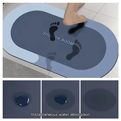 Amketima Bath Rugs for Bathroom, Diatomaceous Bath Rug Super Absorbent Quick Dry, Rubber Backing Non Slip, Washable Bathroom Floor Mats for Bathtub