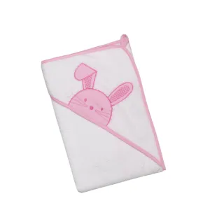 Baby Hooded Square Towel Bunny Pink