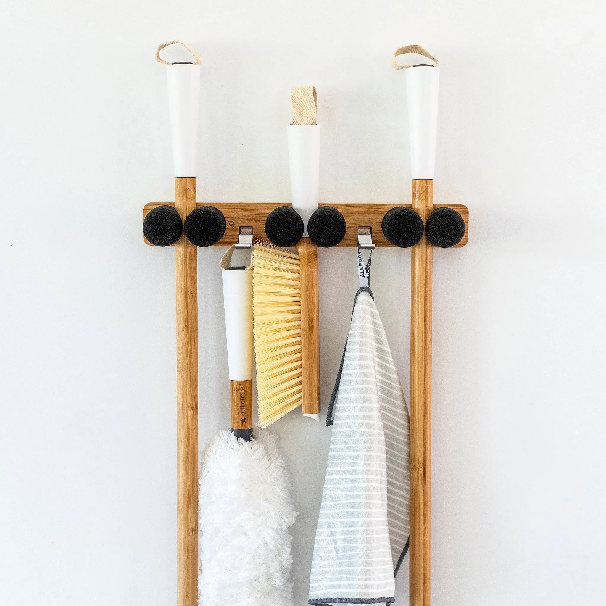 Bamboo Mop & Broom Organizer | 13.31"L x 1.81"H x 2.68"W