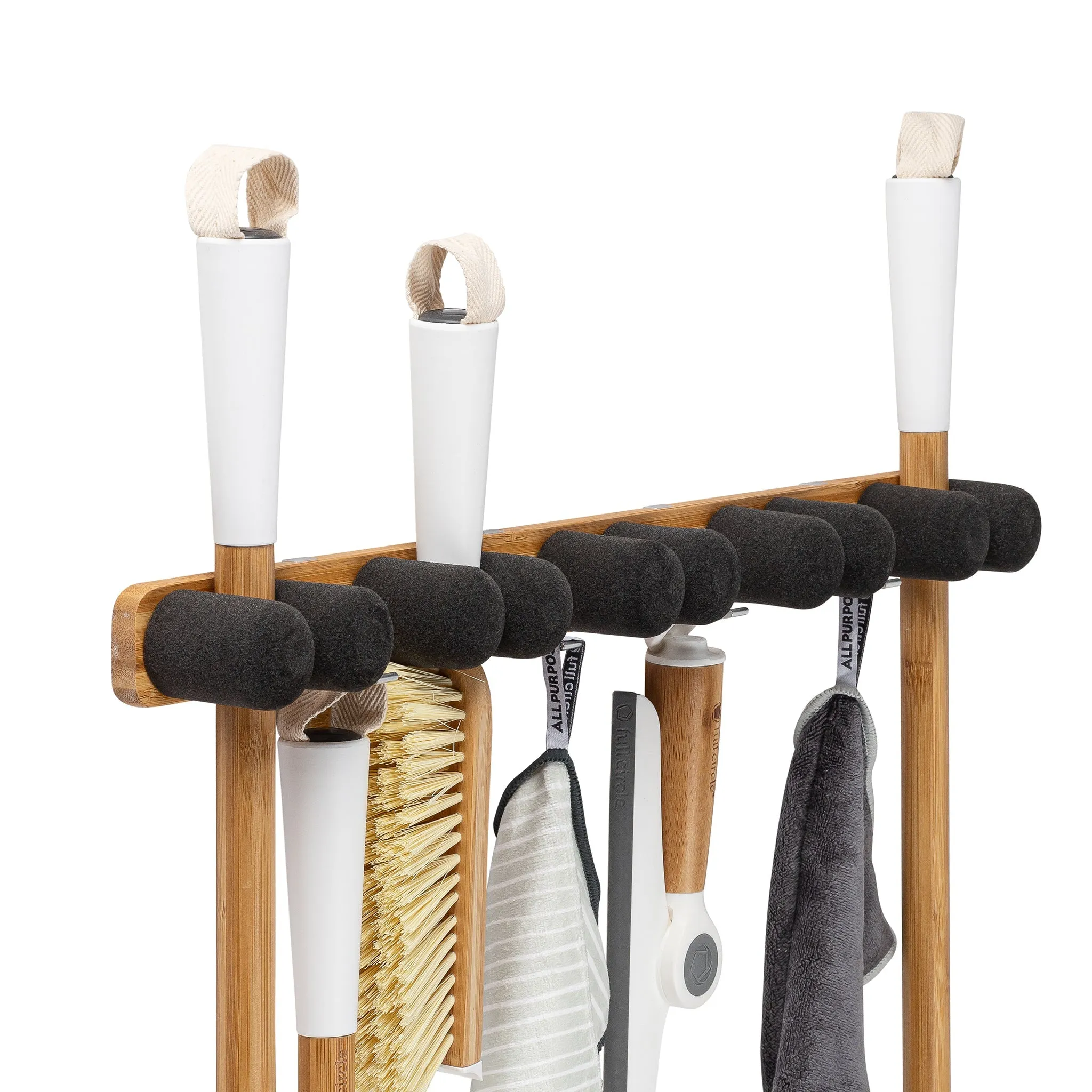 Bamboo Mop & Broom Organizer | 13.31"L x 1.81"H x 2.68"W