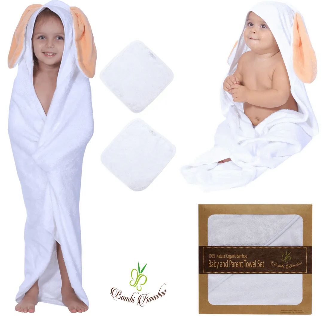 Bamboo Viscose Amber Bunny Hooded Towel & 2 Washcloths