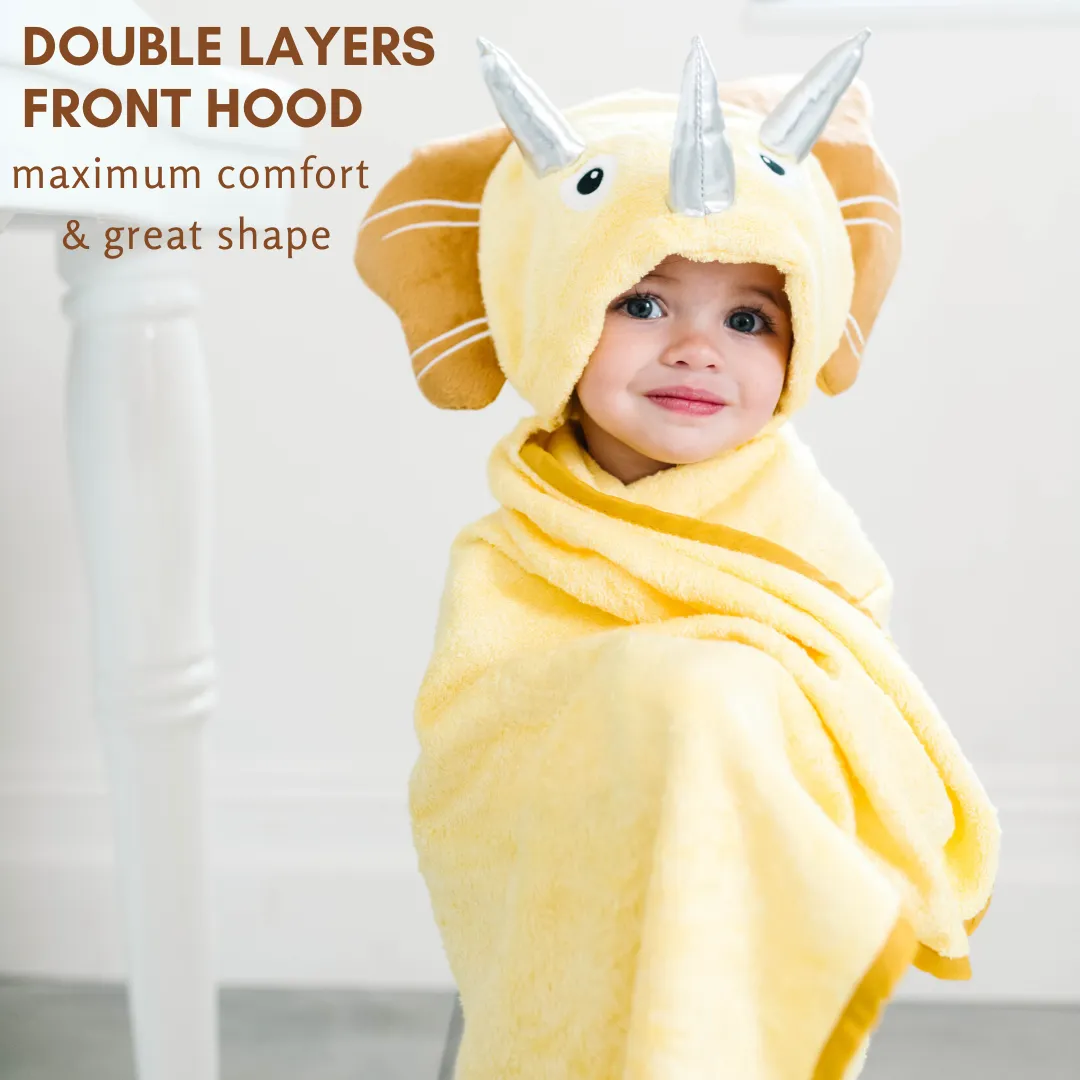 Bamboo Viscose Baby Hooded Towel Yellow Dinosaur