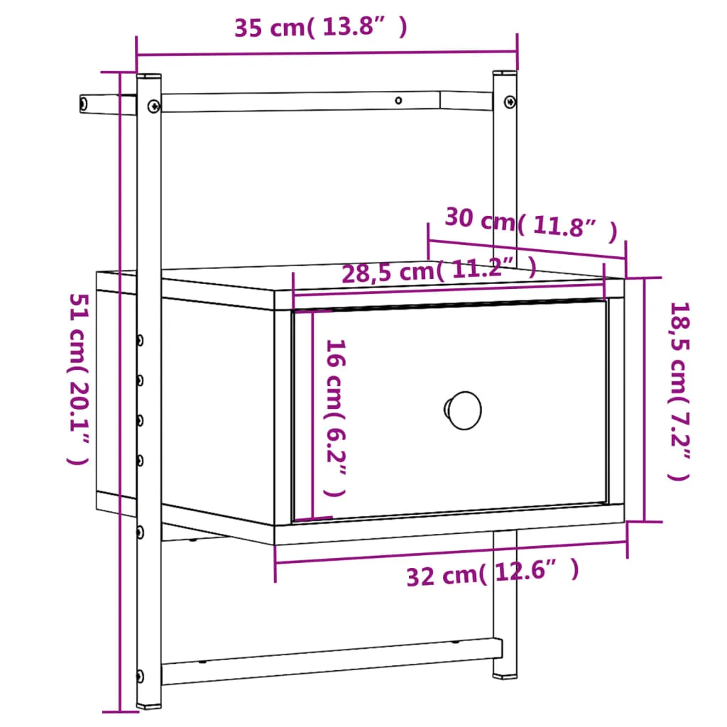 Bedside Cabinets Wall-mounted 2 pcs Brown Oak 35x30x51 cm Engineered Wood