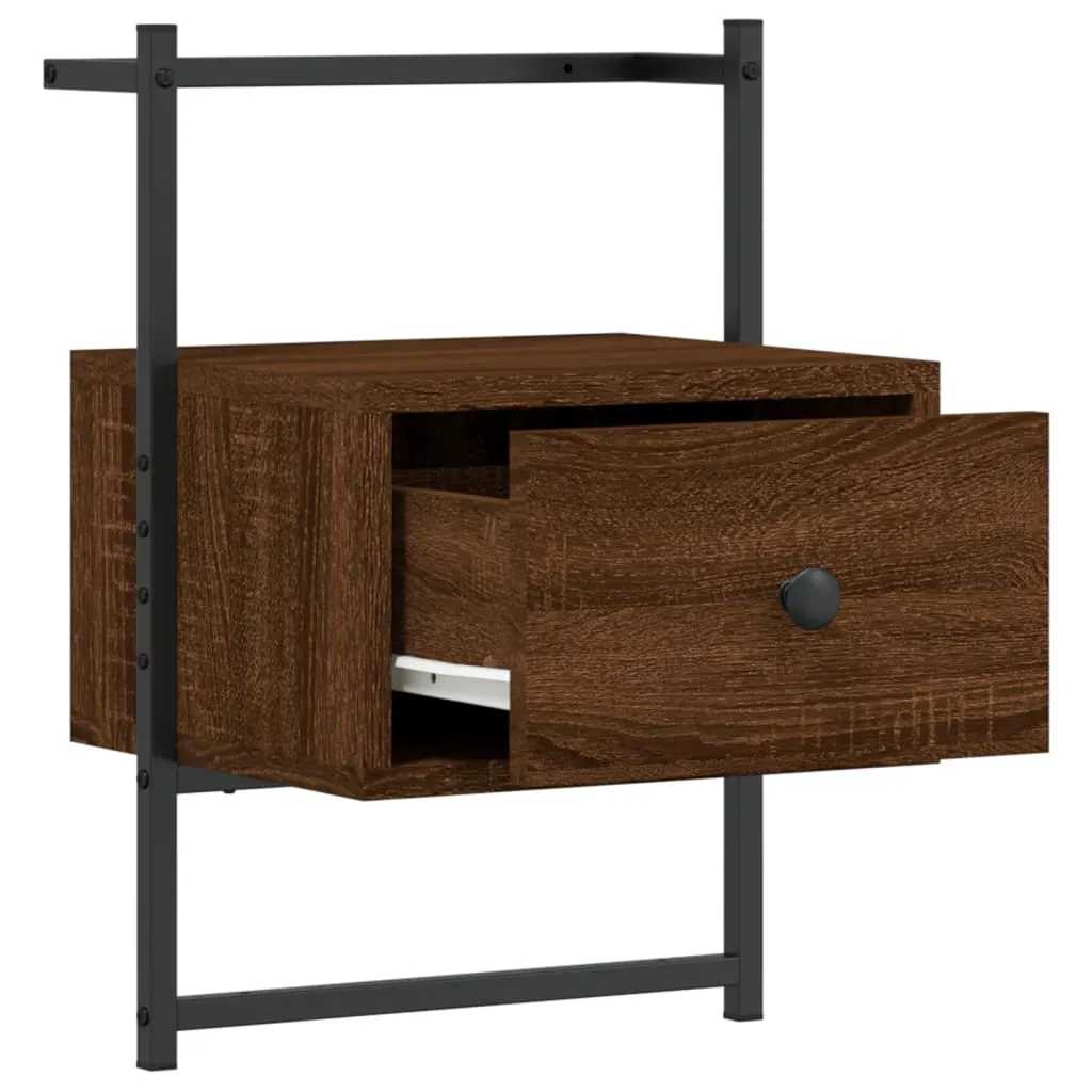 Bedside Cabinets Wall-mounted 2 pcs Brown Oak 35x30x51 cm Engineered Wood