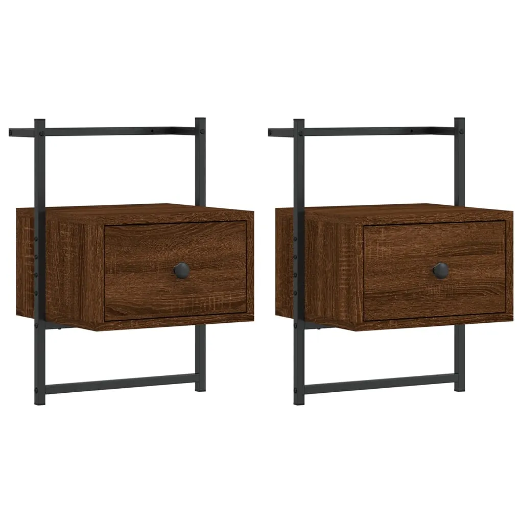 Bedside Cabinets Wall-mounted 2 pcs Brown Oak 35x30x51 cm Engineered Wood