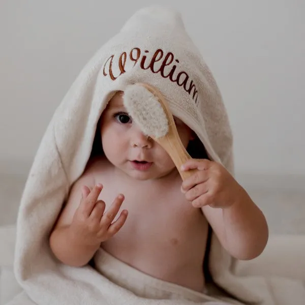 Beige Personalised Kiin Baby Hooded Bath Towels