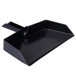 Black Plastic Dustpan, Wide Sweep, Handheld Easy Grip Handle w/ Clip-on