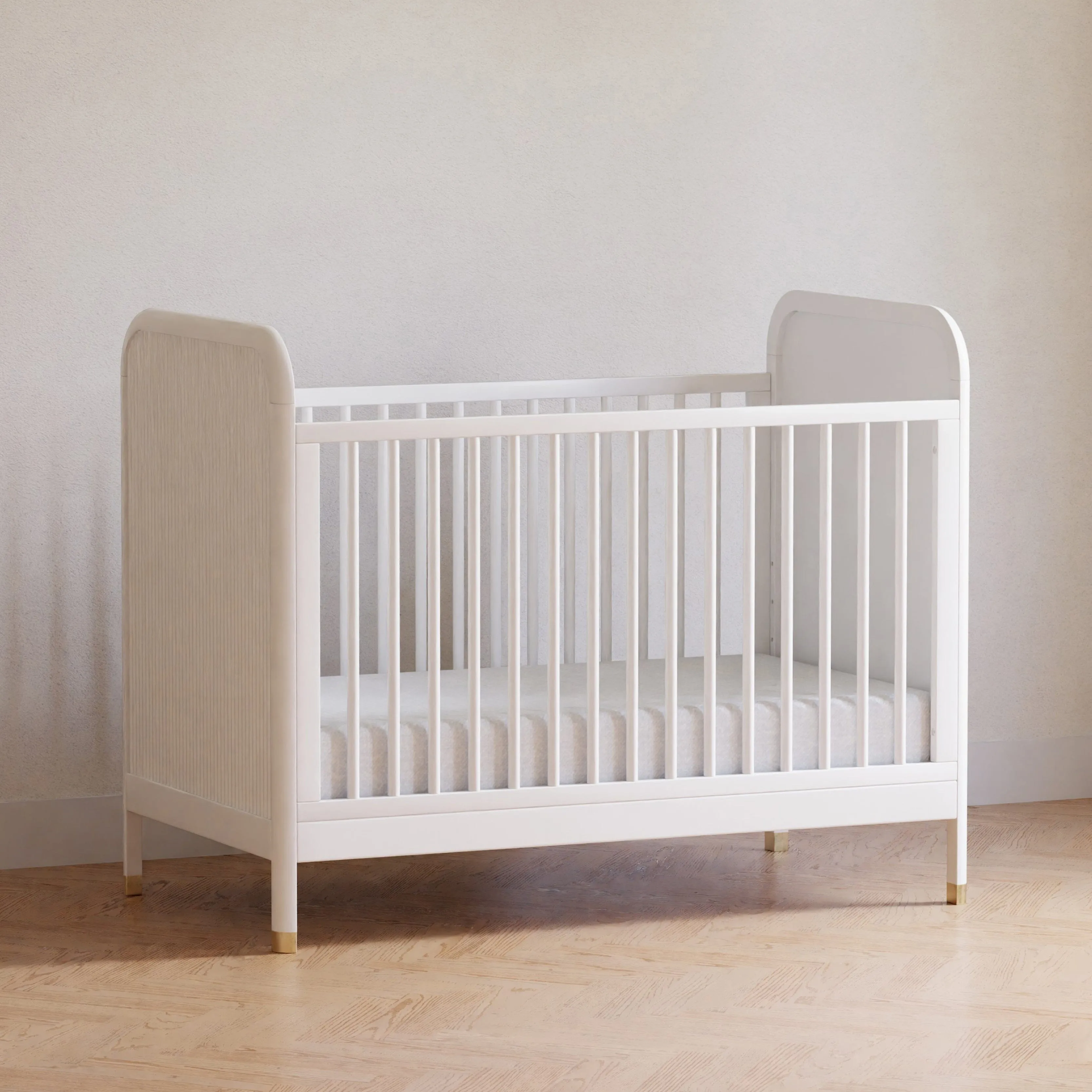 Brimsley Tambour 3-in-1 Convertible Crib | Warm White