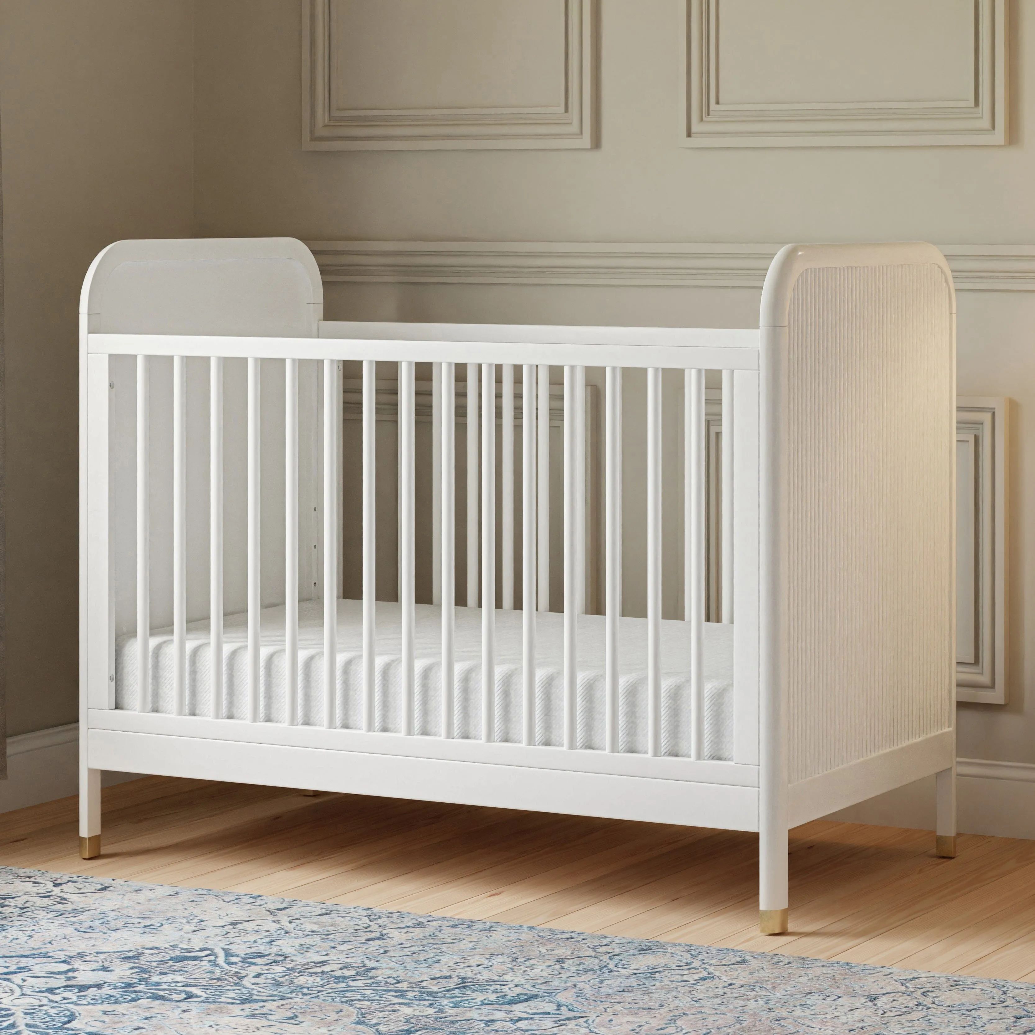 Brimsley Tambour 3-in-1 Convertible Crib | Warm White