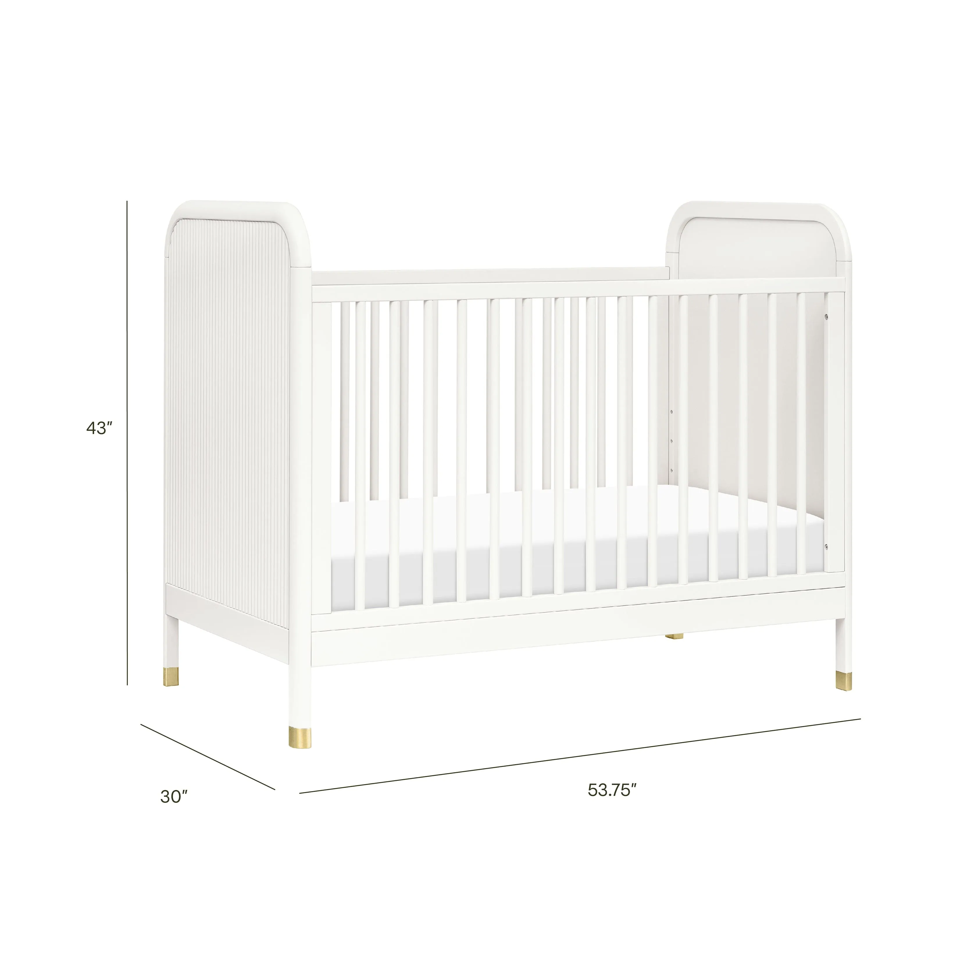 Brimsley Tambour 3-in-1 Convertible Crib | Warm White