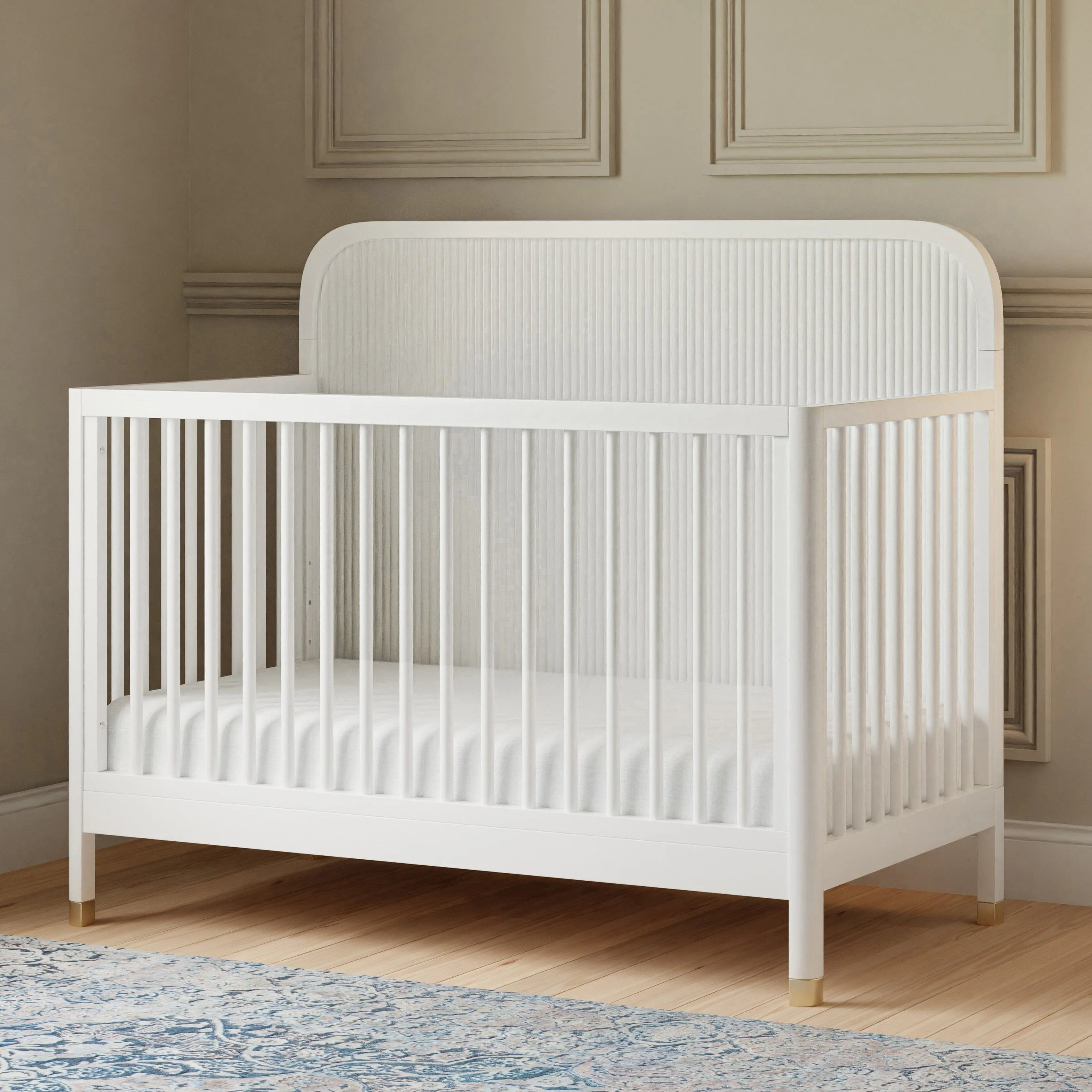 Brimsley Tambour 4-in-1 Convertible Crib | Warm White