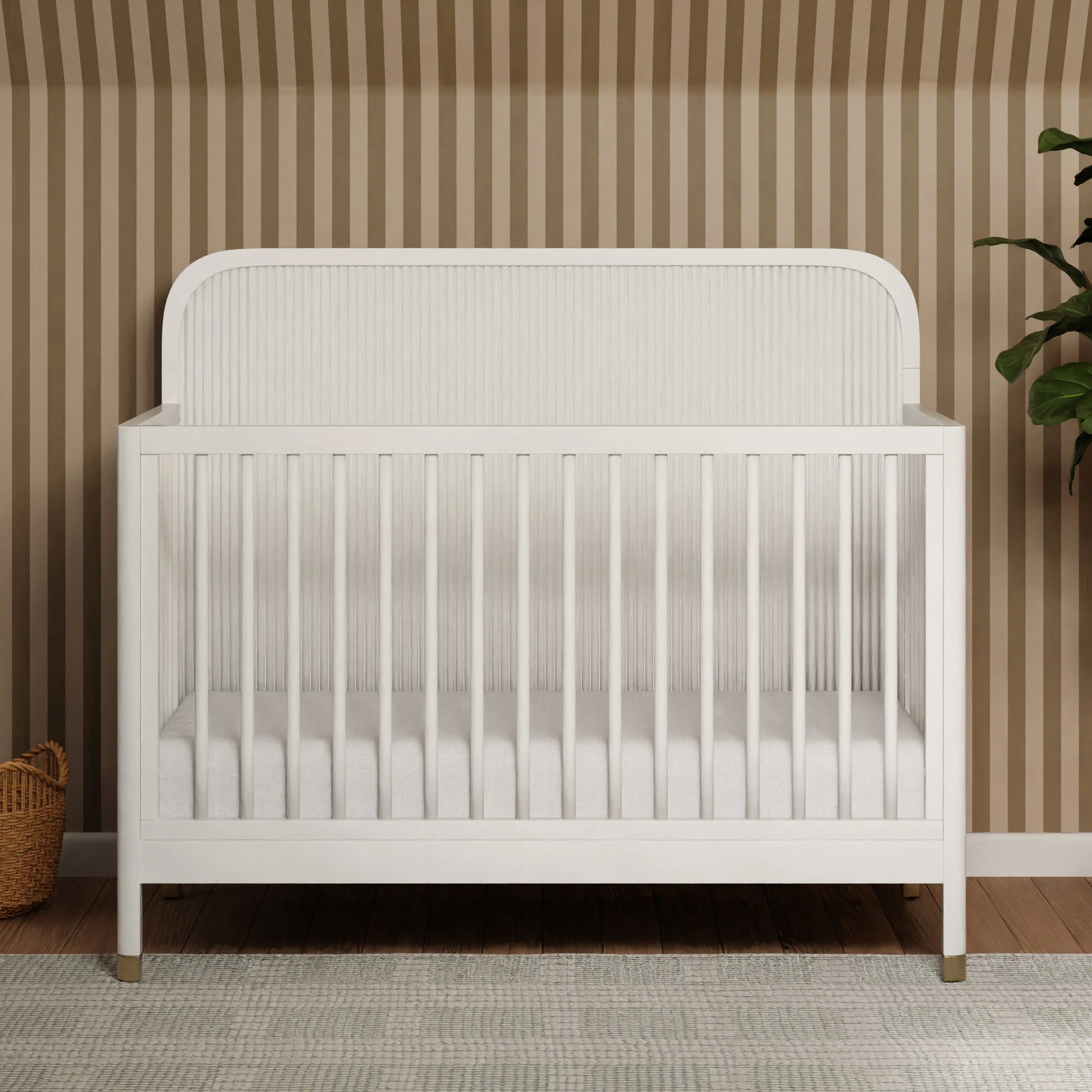 Brimsley Tambour 4-in-1 Convertible Crib | Warm White