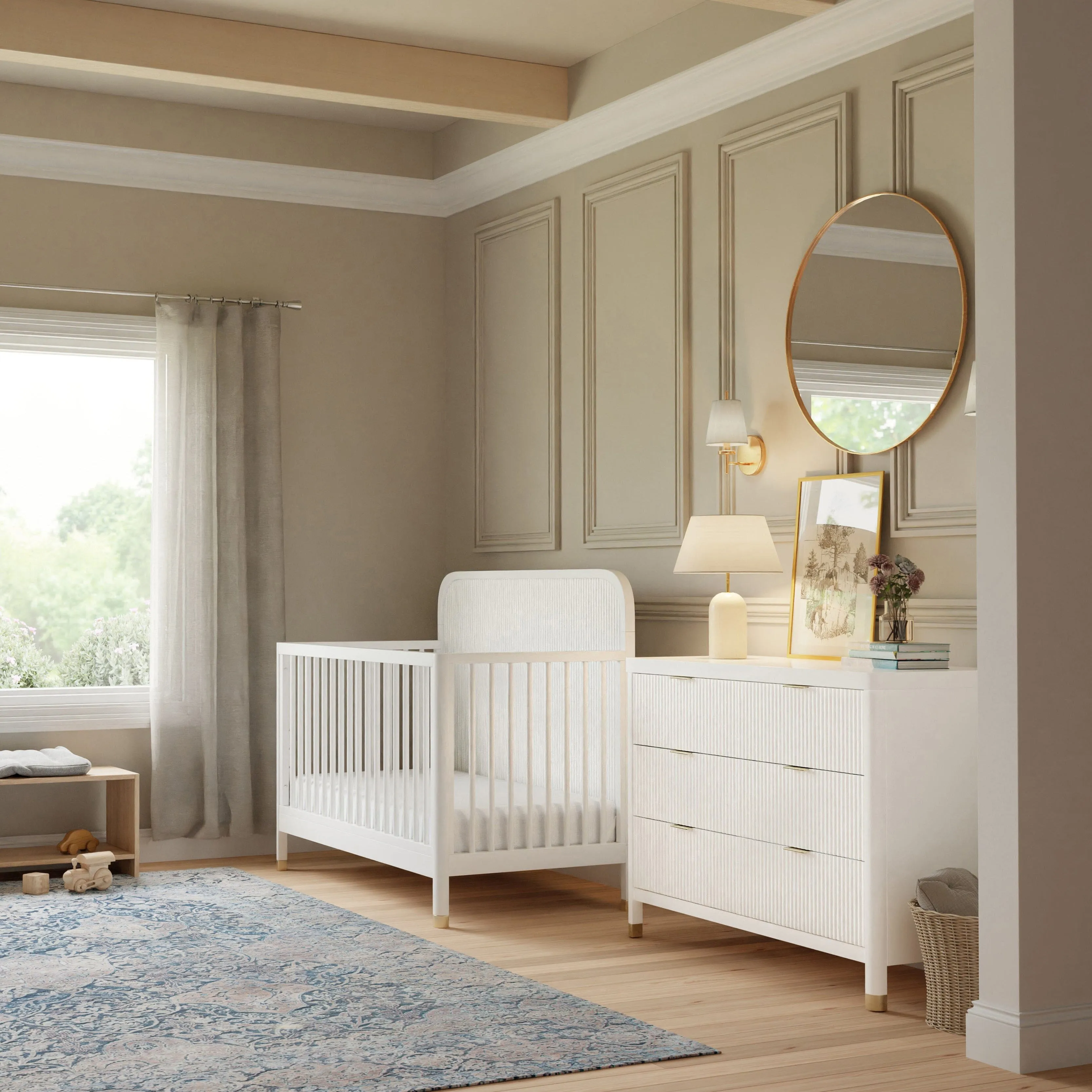 Brimsley Tambour 4-in-1 Convertible Crib | Warm White