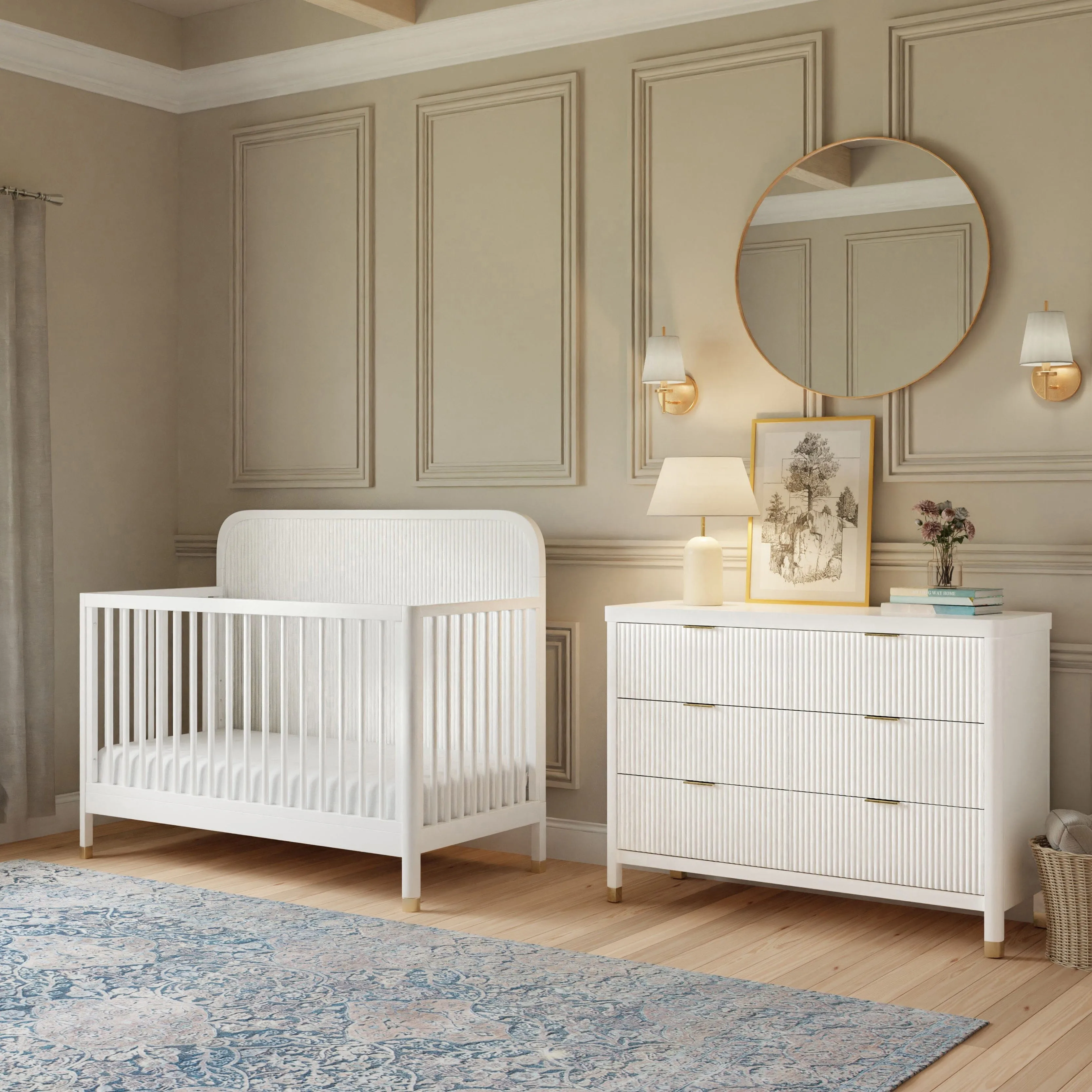 Brimsley Tambour 4-in-1 Convertible Crib | Warm White