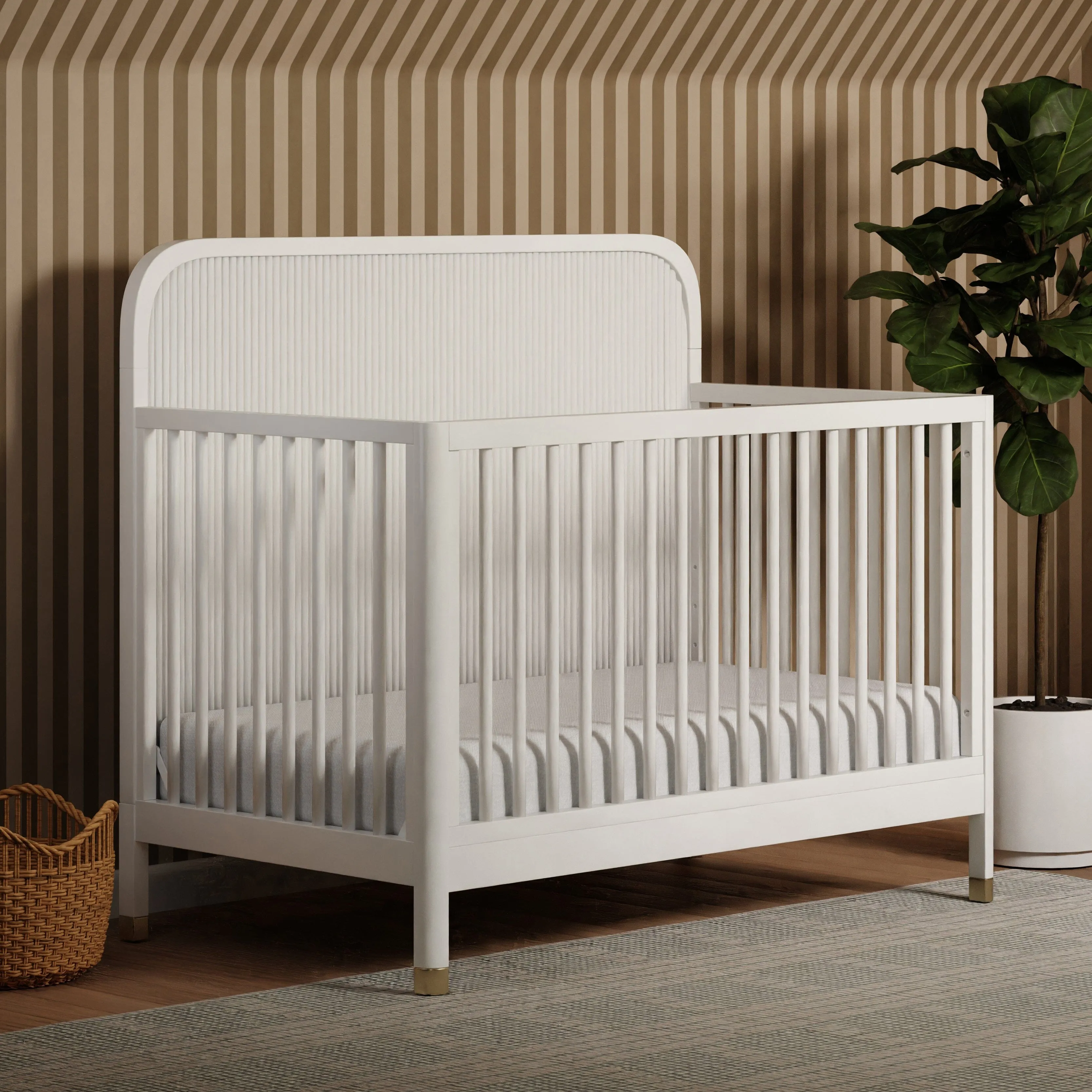 Brimsley Tambour 4-in-1 Convertible Crib | Warm White