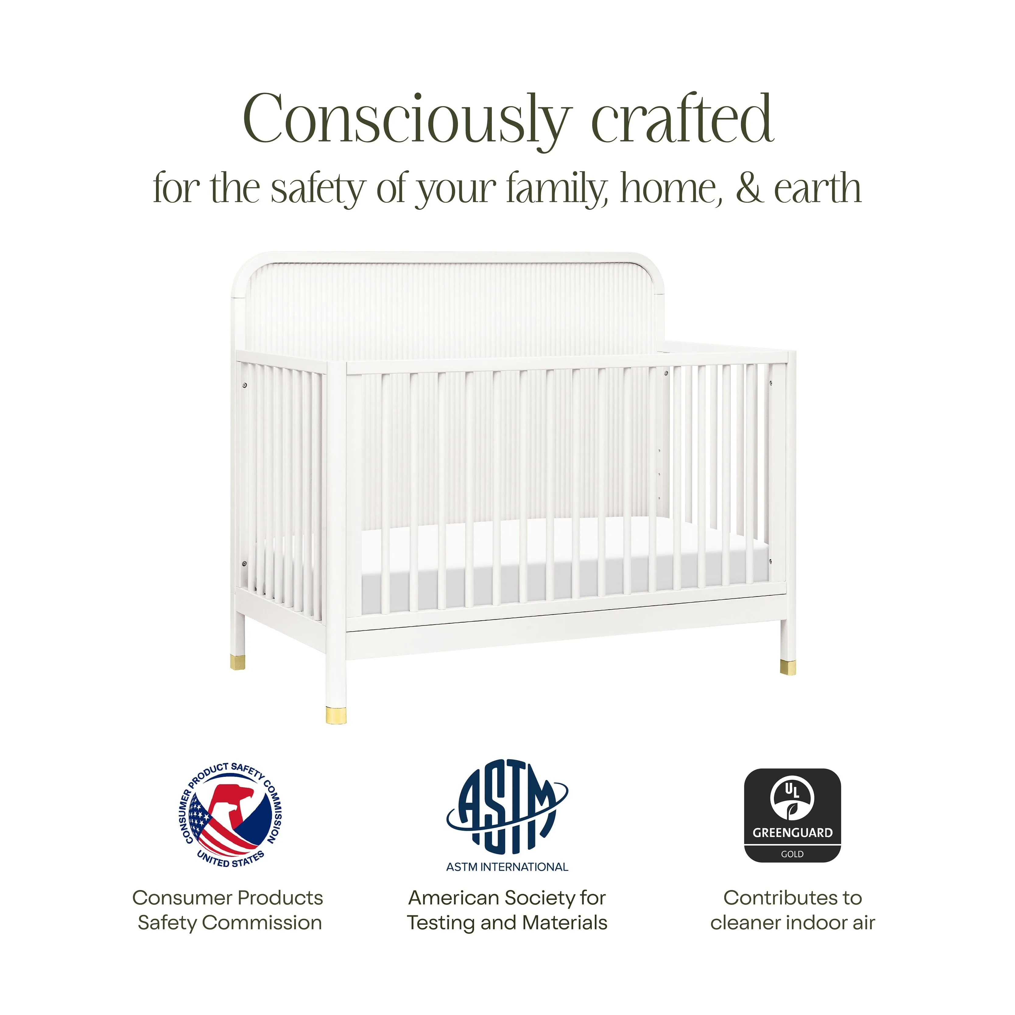 Brimsley Tambour 4-in-1 Convertible Crib | Warm White