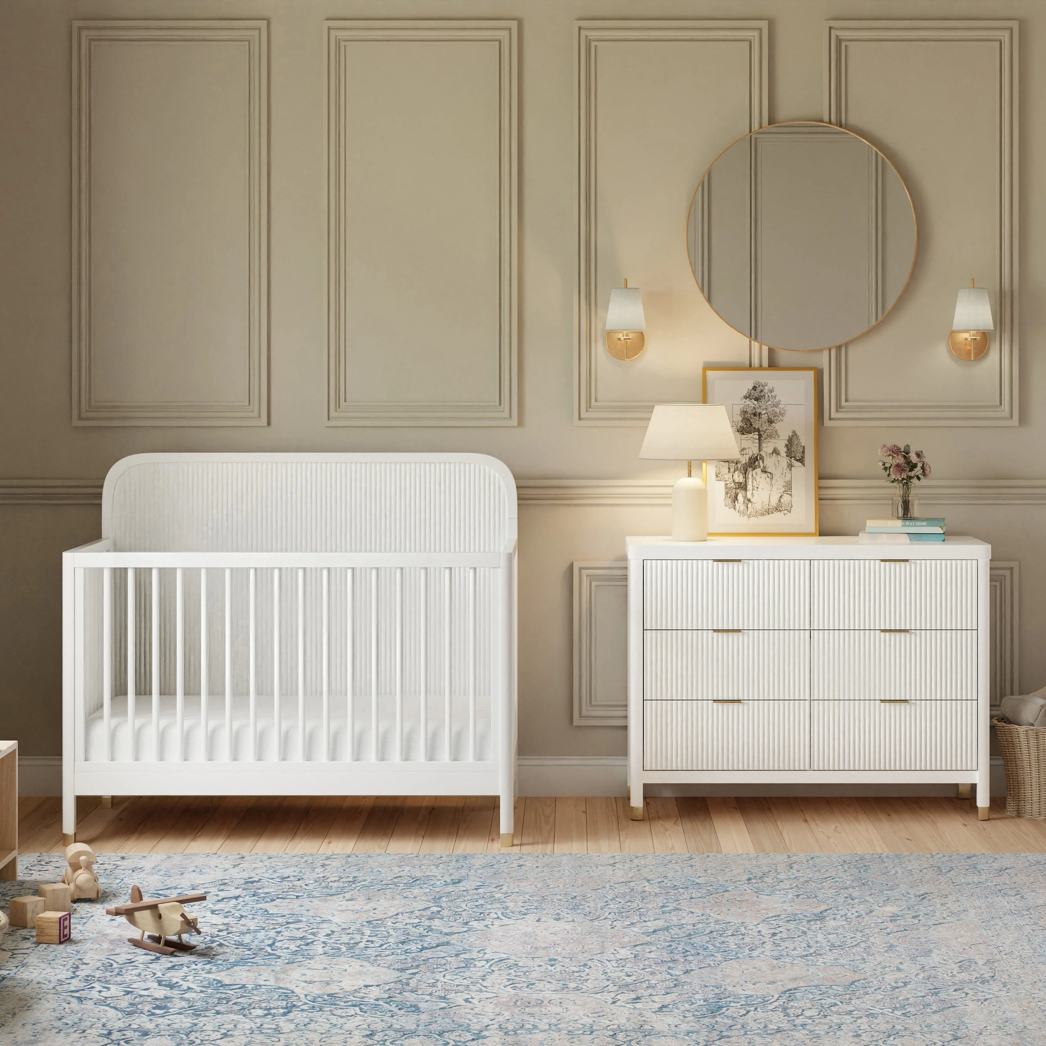 Brimsley Tambour 4-in-1 Convertible Crib | Warm White