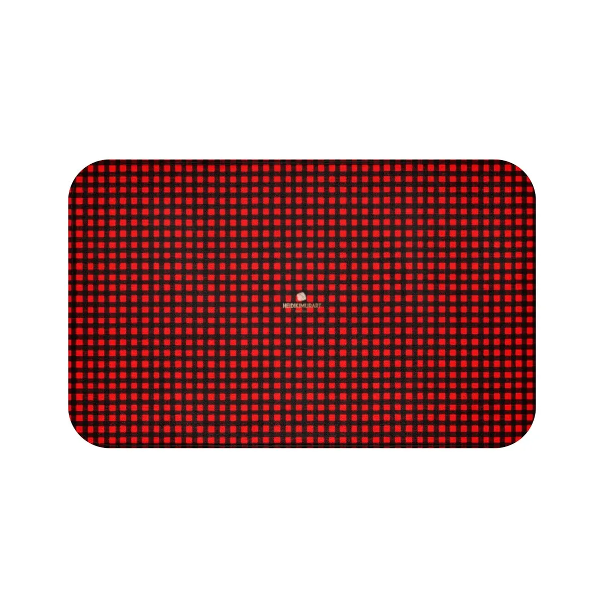 Buffalo Red Plaid Print Designer Bathroom Anti-Slip Microfiber Bath Mat-Made in USA