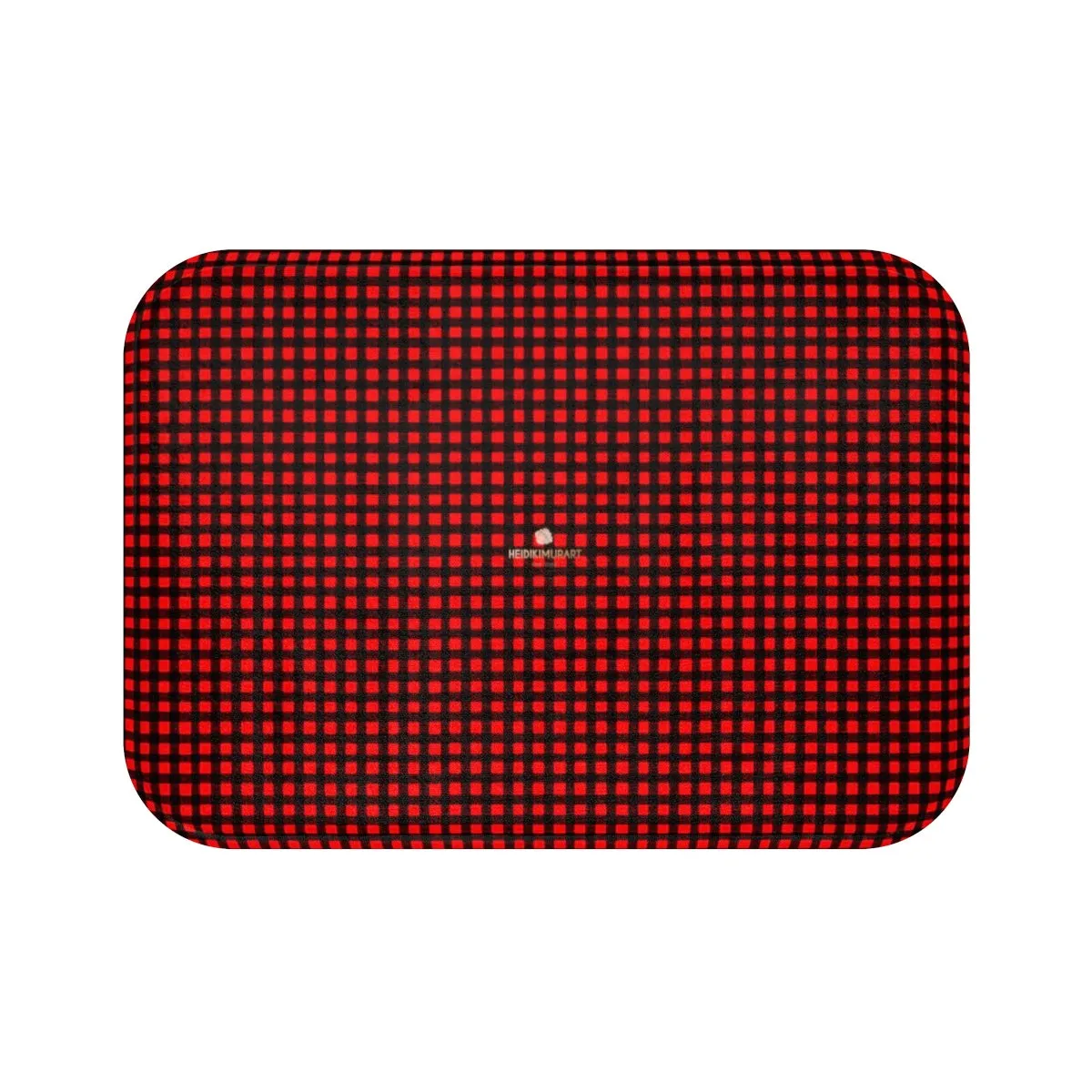 Buffalo Red Plaid Print Designer Bathroom Anti-Slip Microfiber Bath Mat-Made in USA