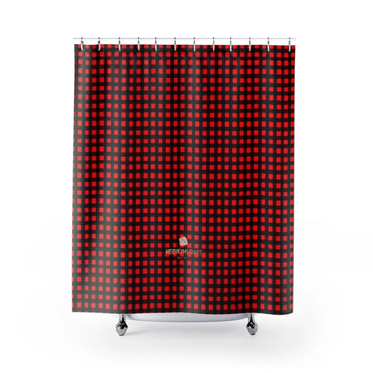 Buffalo Red Plaid Shower Curtains, Premium Quality Large Bath Curtains- Printed in USA