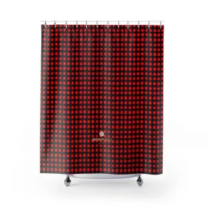 Buffalo Red Plaid Shower Curtains, Premium Quality Large Bath Curtains- Printed in USA