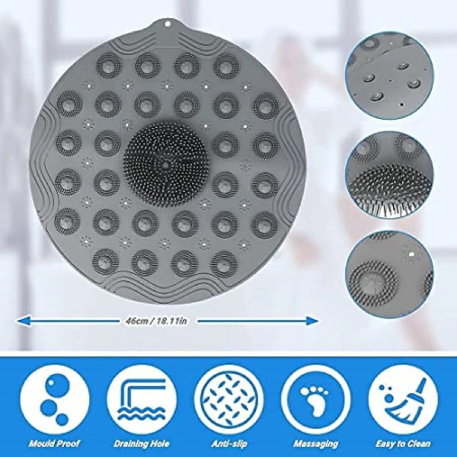 (Buy 1 Get 1 Free) Round Shape Non-Slip Bath Mat (36 CMS Diameter)