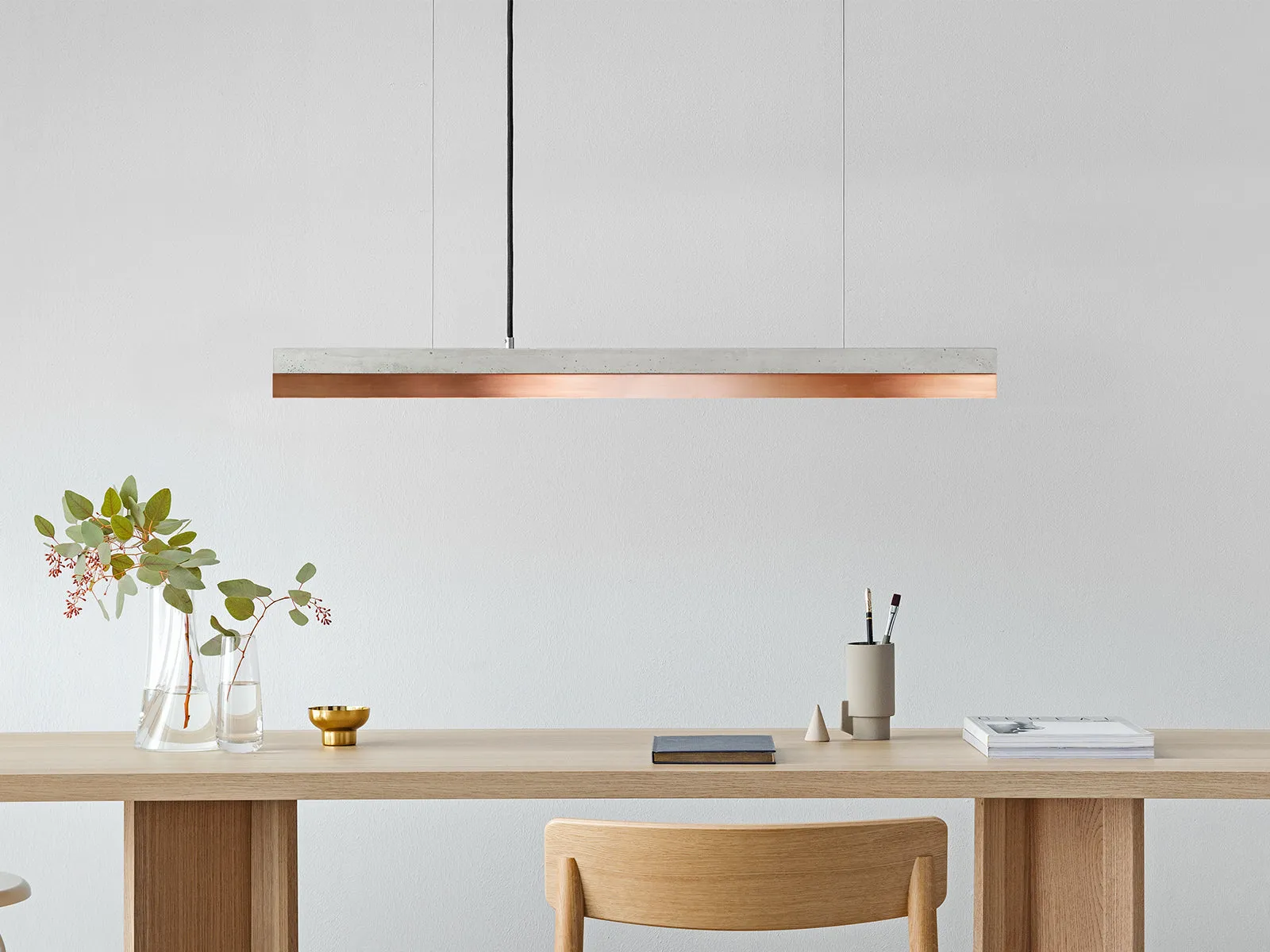 [C2] Concrete & Copper LED Small Pendant 92CM