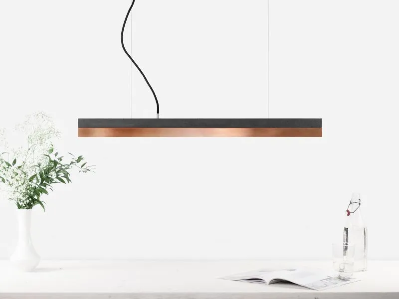 [C2] Concrete & Copper LED Small Pendant 92CM