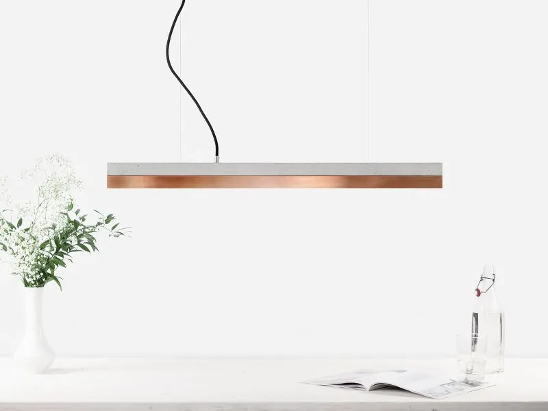 [C2] Concrete & Copper LED Small Pendant 92CM