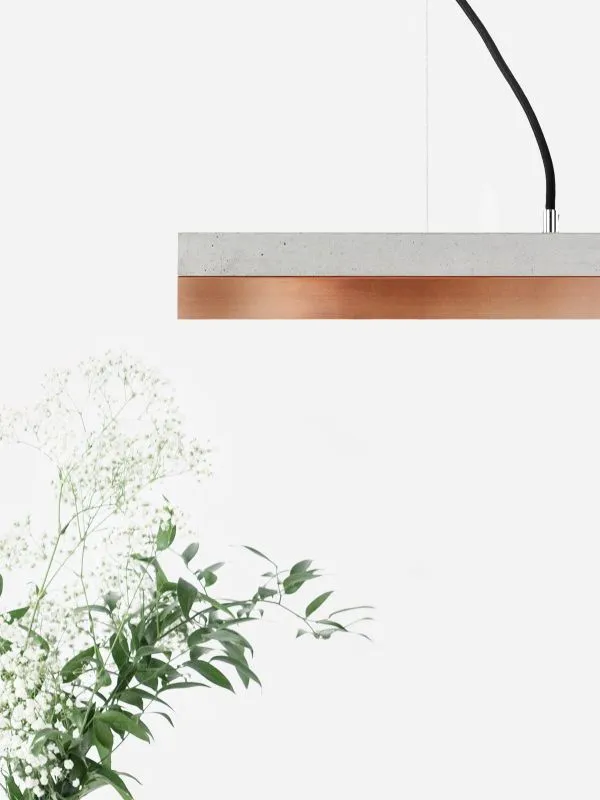 [C2] Concrete & Copper LED Small Pendant 92CM