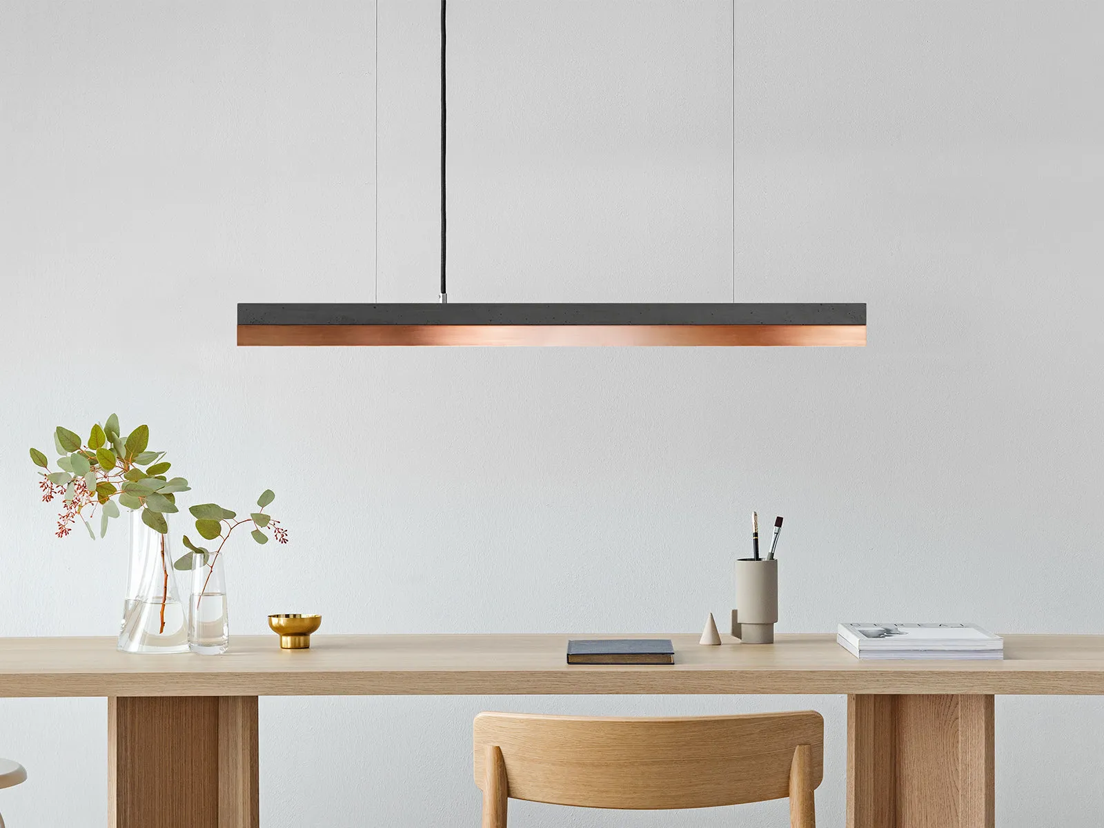 [C2] Concrete & Copper LED Small Pendant 92CM